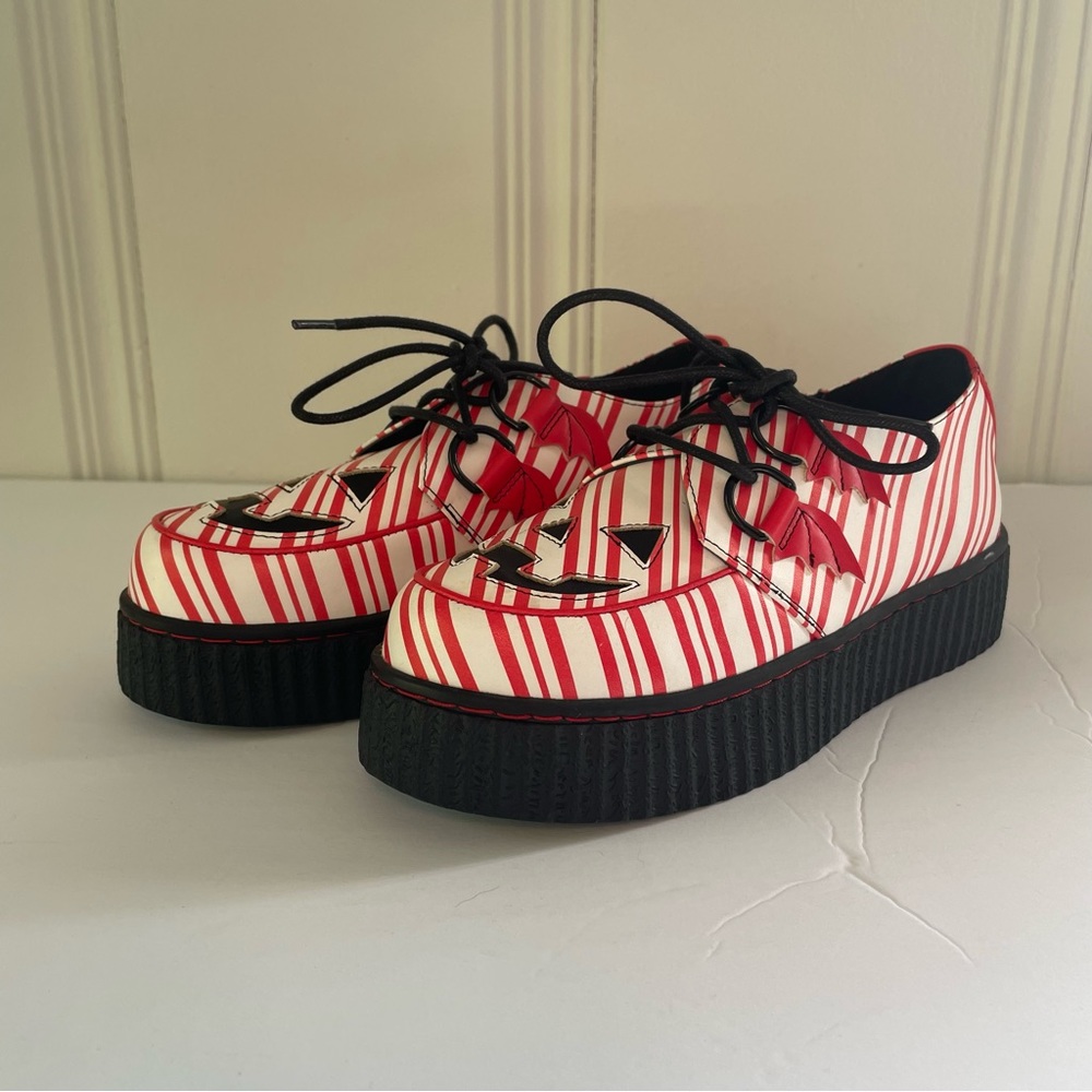 Strange Cvlt Candy Cane Krypt Christmas Creeper Shoes Womens Size 5